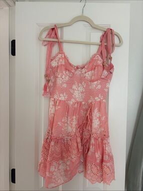 LoveShackFancy Coral Pink Floral Tiered Sundress